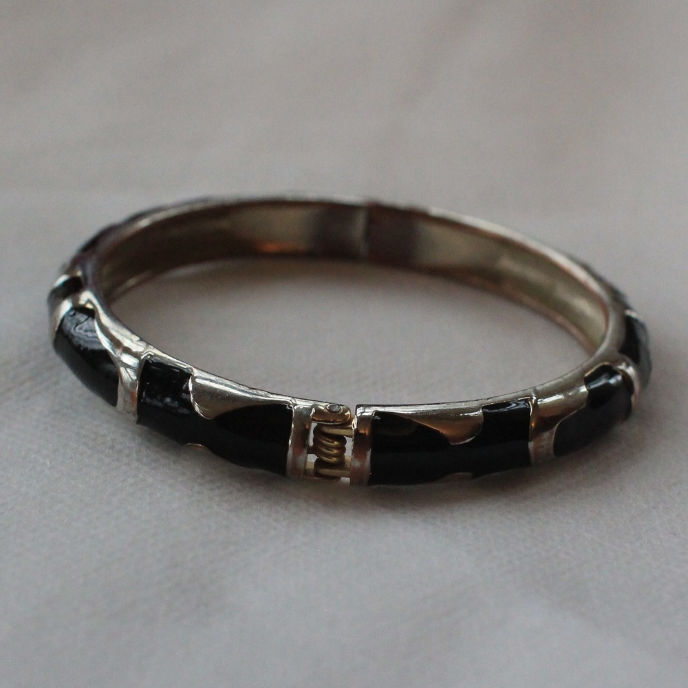 Black and Silver Metal Hinge Bracelet